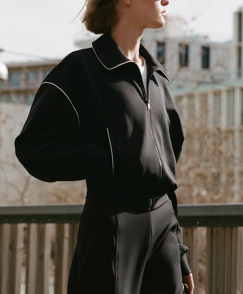 Куртка с эффектом неопрена и Piping