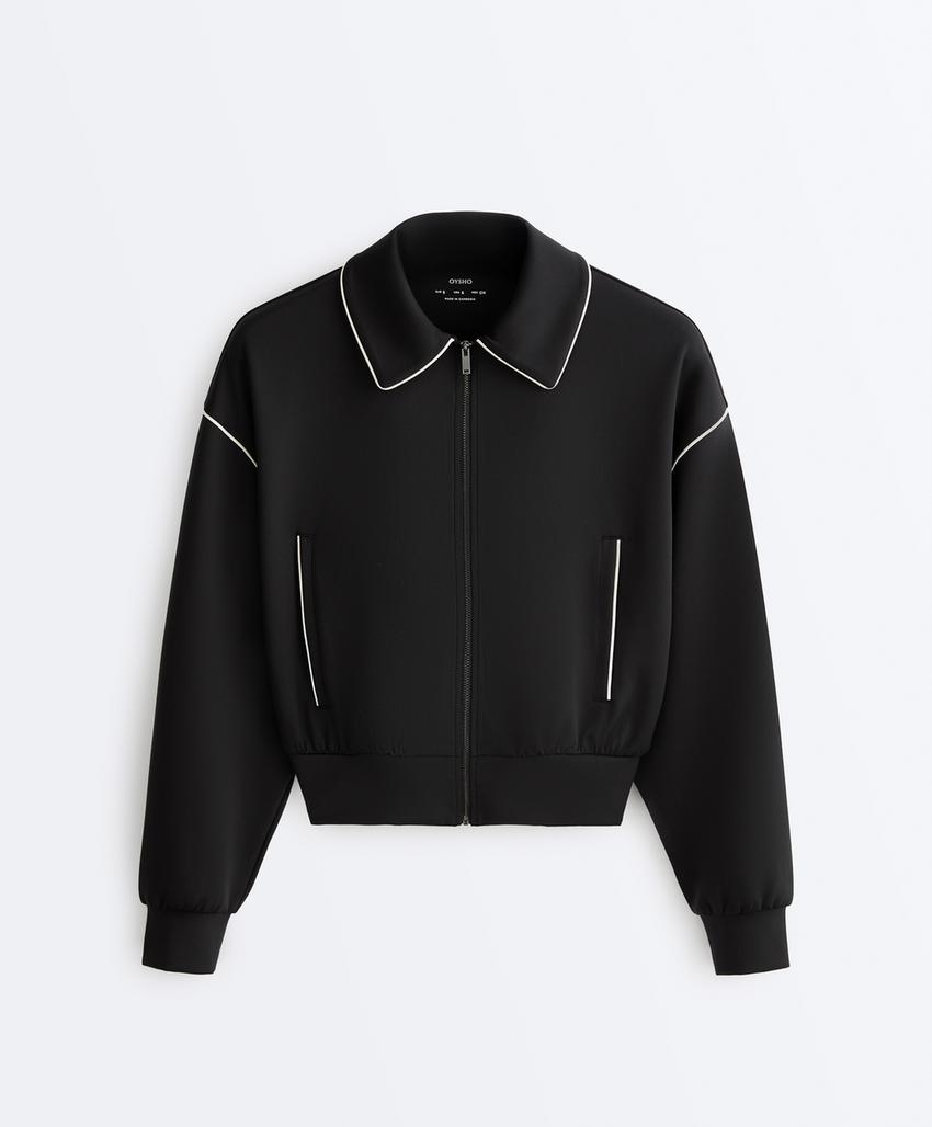 Куртка с эффектом неопрена и Piping