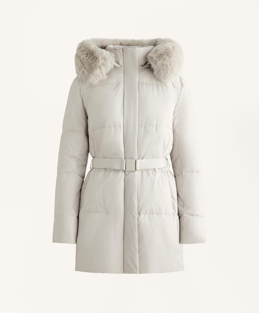 Водоотталкивающий утепленный пуховик до середины икры