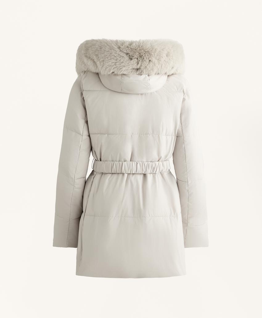 Водоотталкивающий утепленный пуховик до середины икры