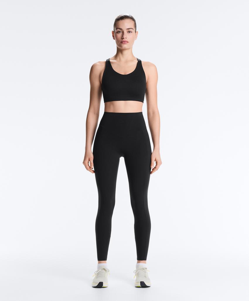 Компрессионные леггинсы с высокой посадкой до щиколотки и карманом