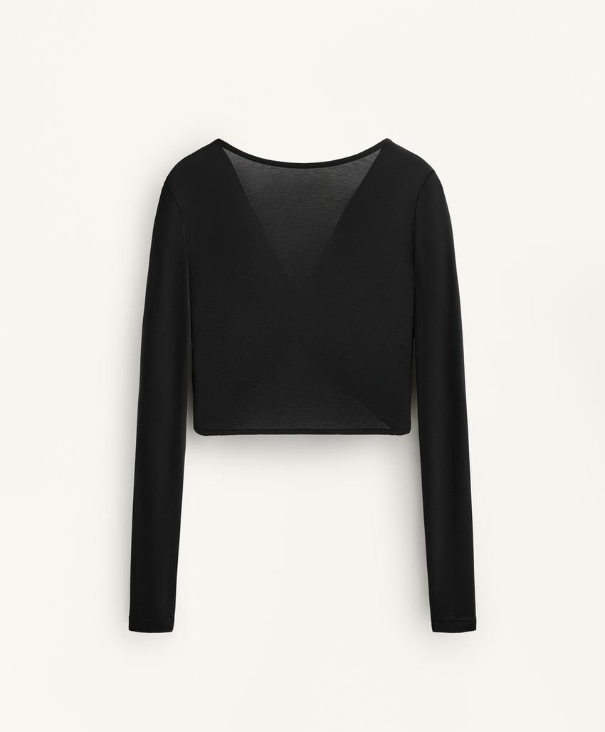 Футболка из вискозы с длинным рукавом и завязками в нескольких положениях