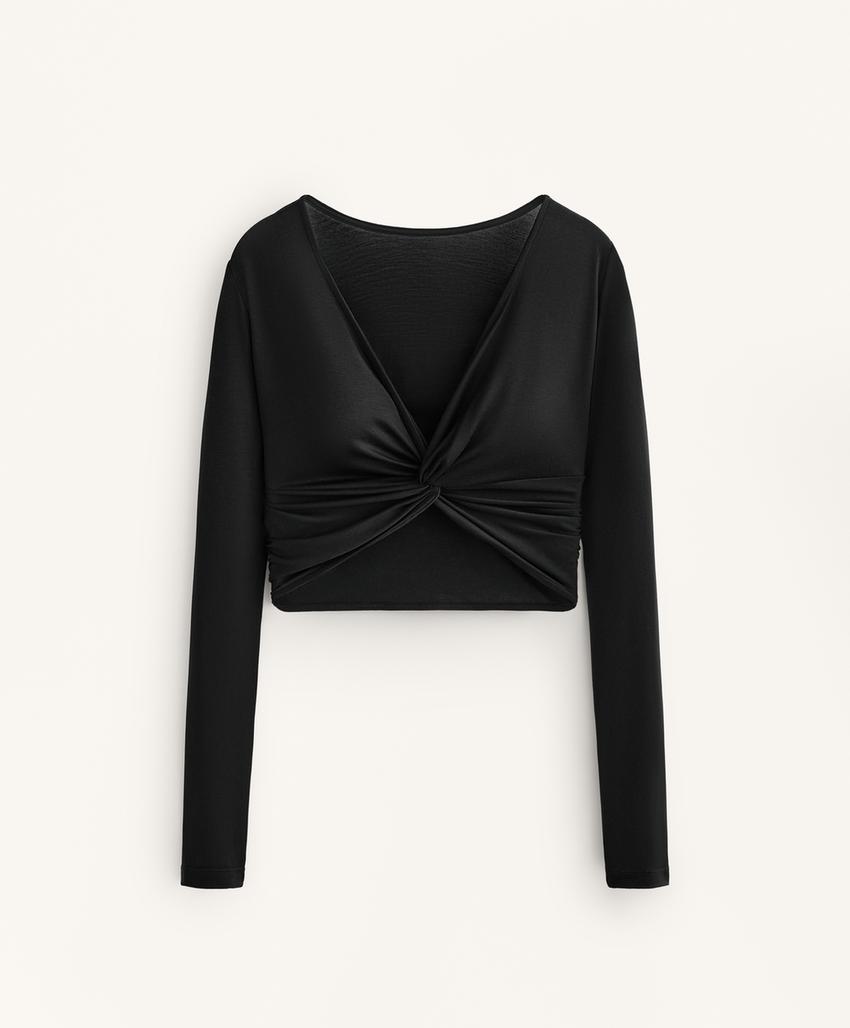 Футболка из вискозы с длинным рукавом и завязками в нескольких положениях