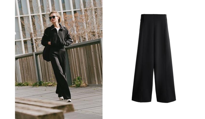 Широкие брюки с высокой посадкой эффекта неопрена