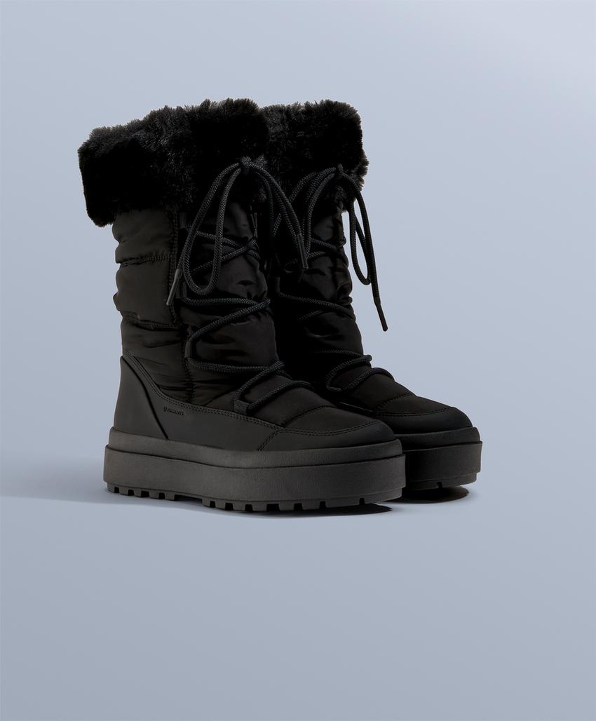 Ботинки апрески на шнуровке с меховым воротником