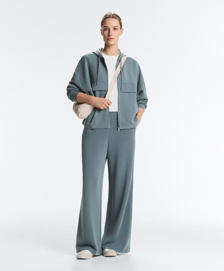 Рифленый свитшот на молнии из мягкого модала