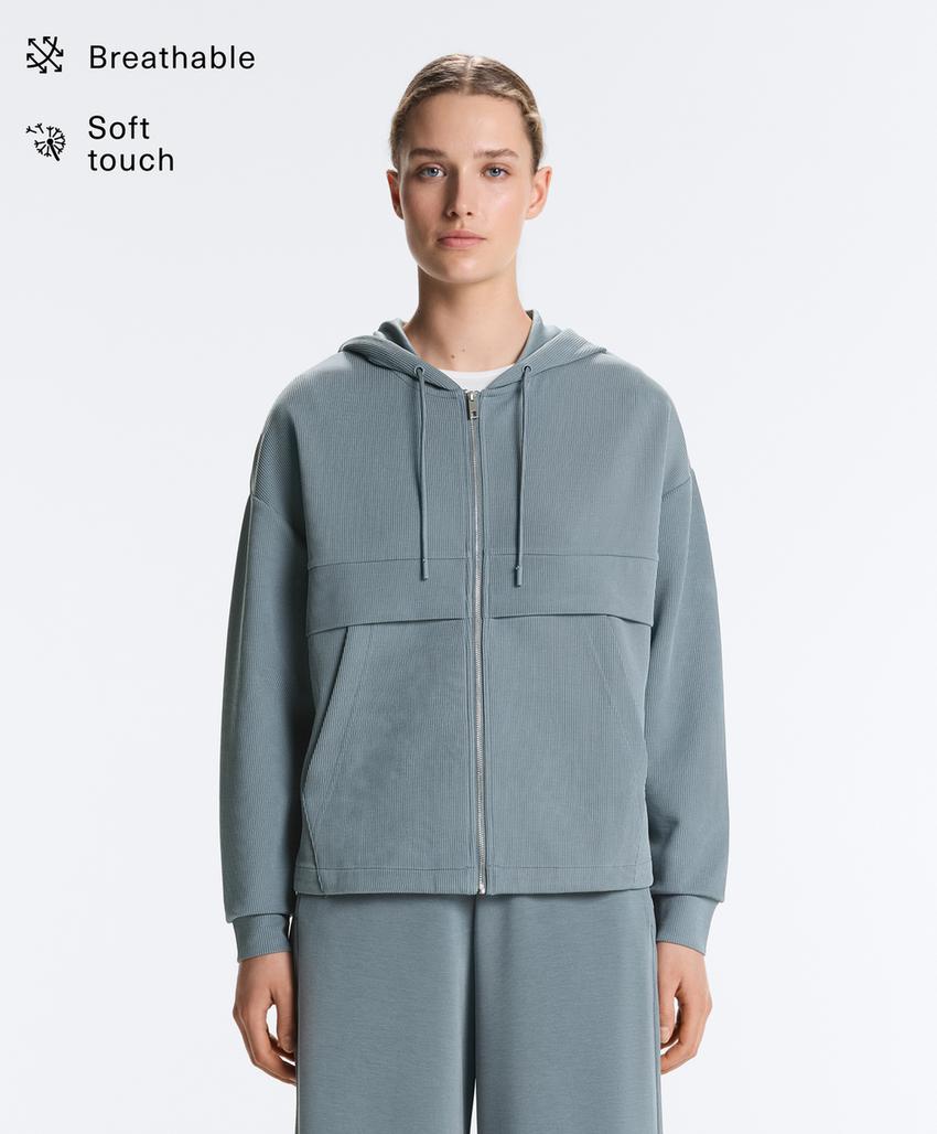 Рифленый свитшот на молнии из мягкого модала