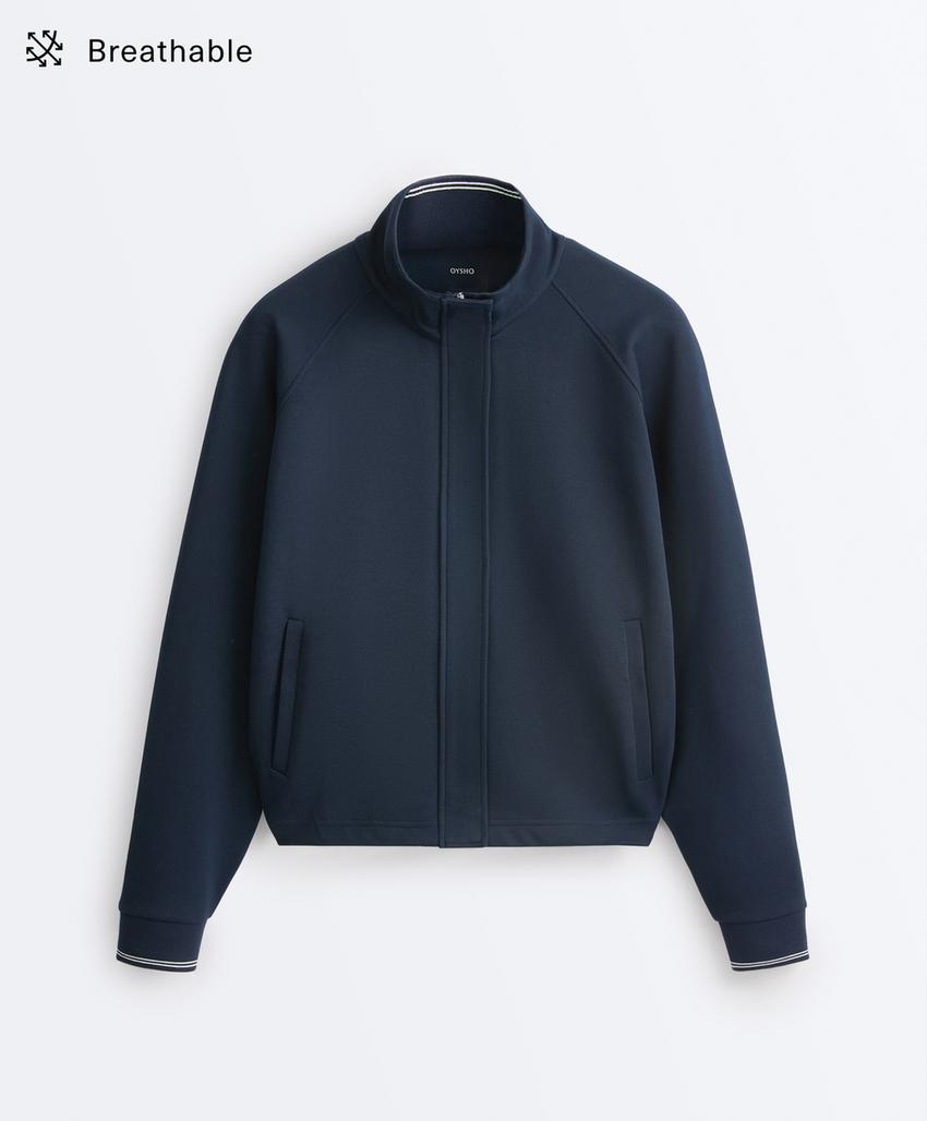 Пике-куртка с хлопковой контрастной окантовкой