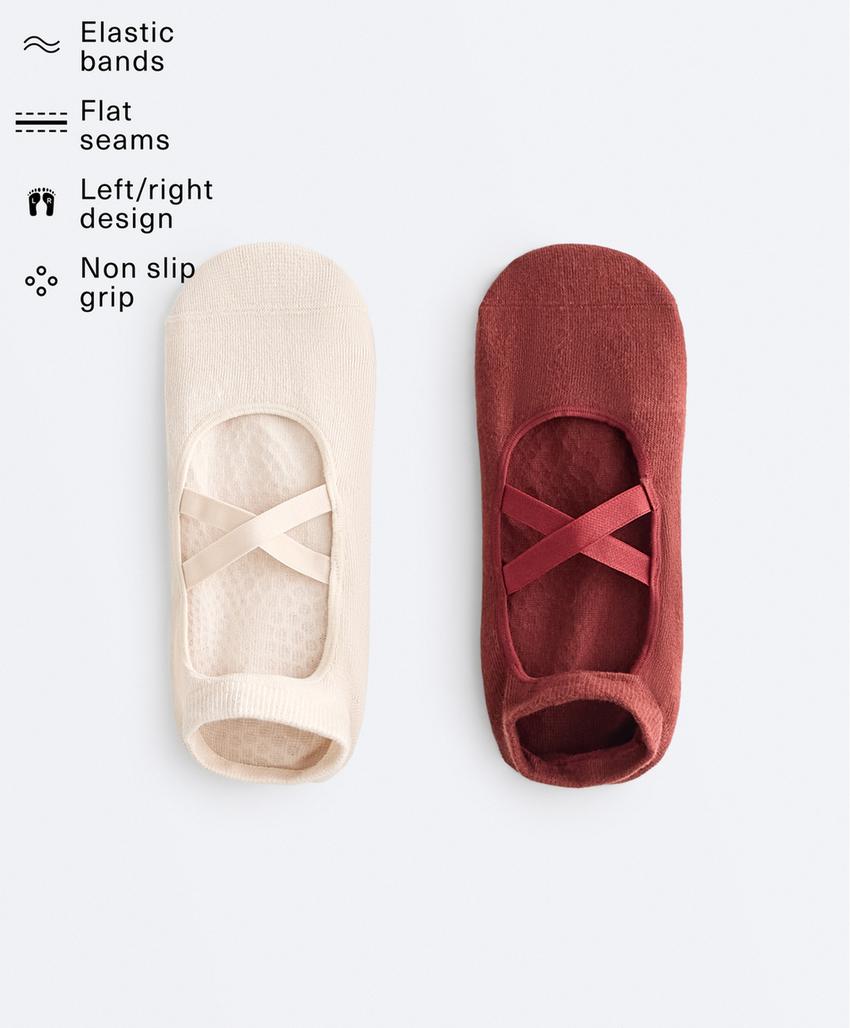 Носки для йоги и пилатес из хлопкового микса с перекрещивающимися ремешками (2 пары)