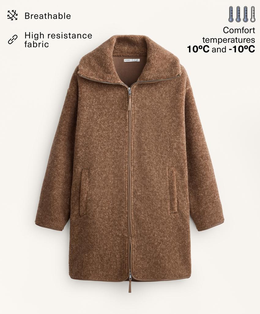 Длинный пальто из мягкой искусственной овчины