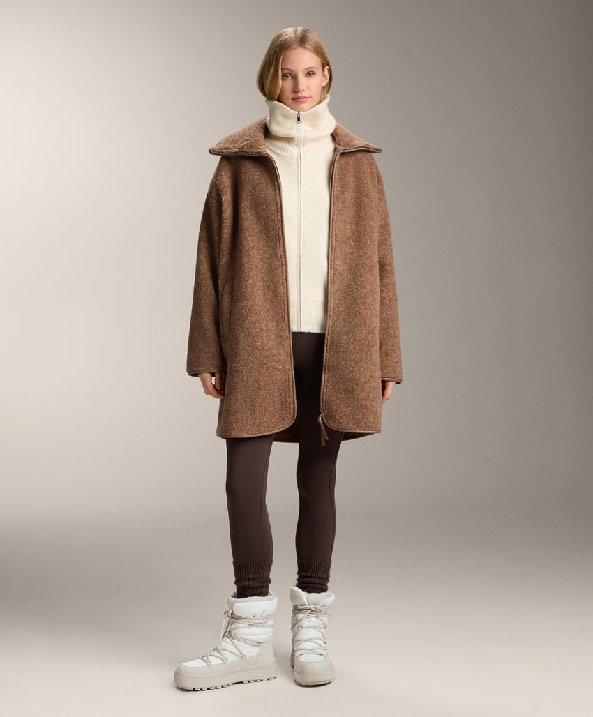 Длинный пальто из мягкой искусственной овчины