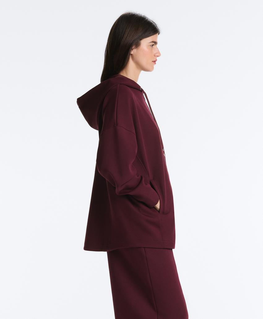 Хлопковый пикированный худи с капюшоном большого размера