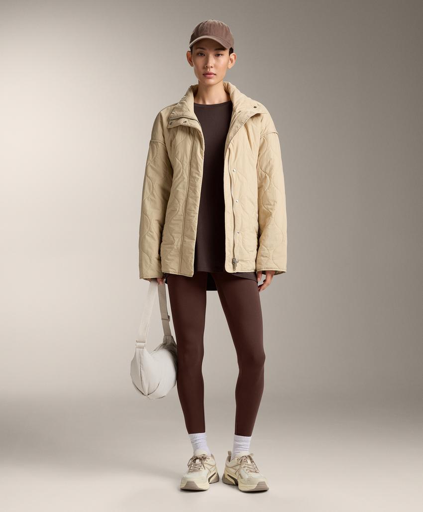 Продольная футболка из хлопкового микса с длинным рукавом, свободного кроя