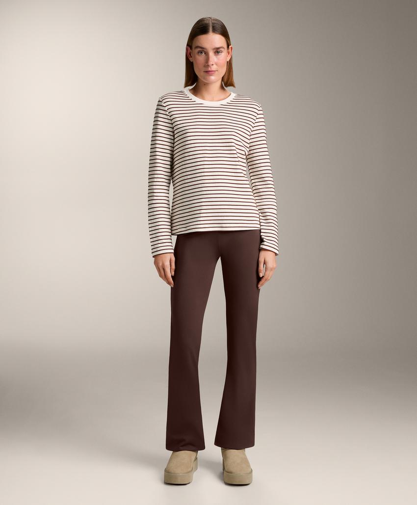 Продолговатая футболка из хлопкового микса в полоску с длинным рукавом