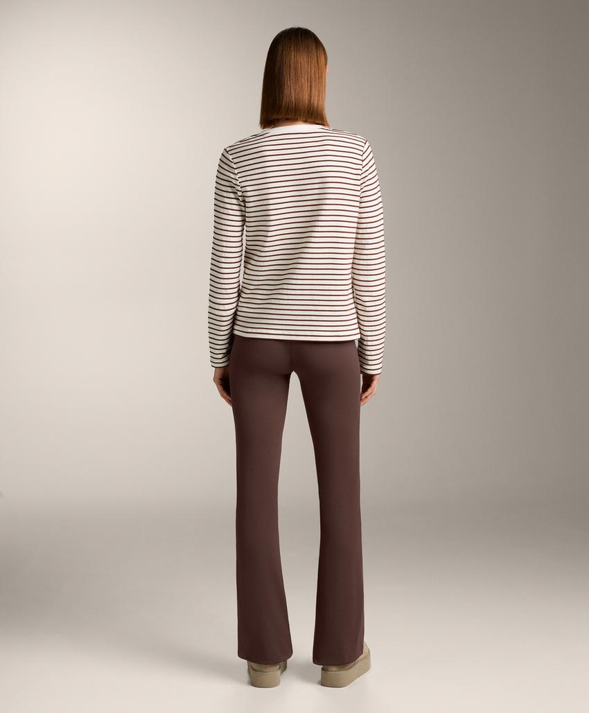 Продолговатая футболка из хлопкового микса в полоску с длинным рукавом