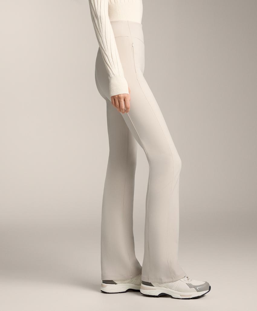 Теплые брюки с высокой посадкой и широкими штанинами с карманами