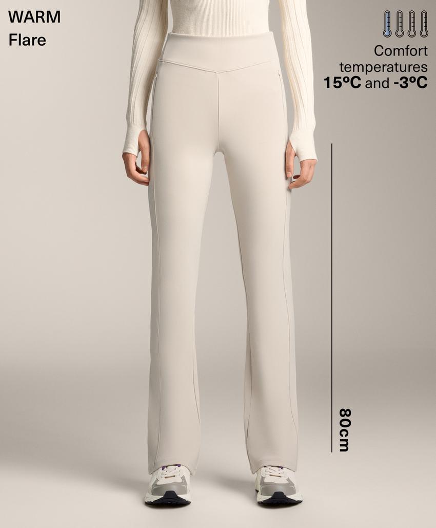 Теплые брюки с высокой посадкой и широкими штанинами с карманами