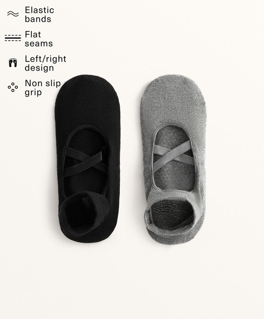 2 пары хлопковых носков для йоги и пилатеса с перекрестными ремешками