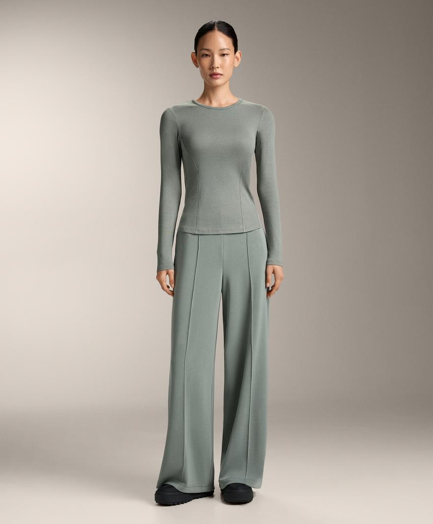 Футболка с длинным рукавом из рибаны с хлопком и модалом