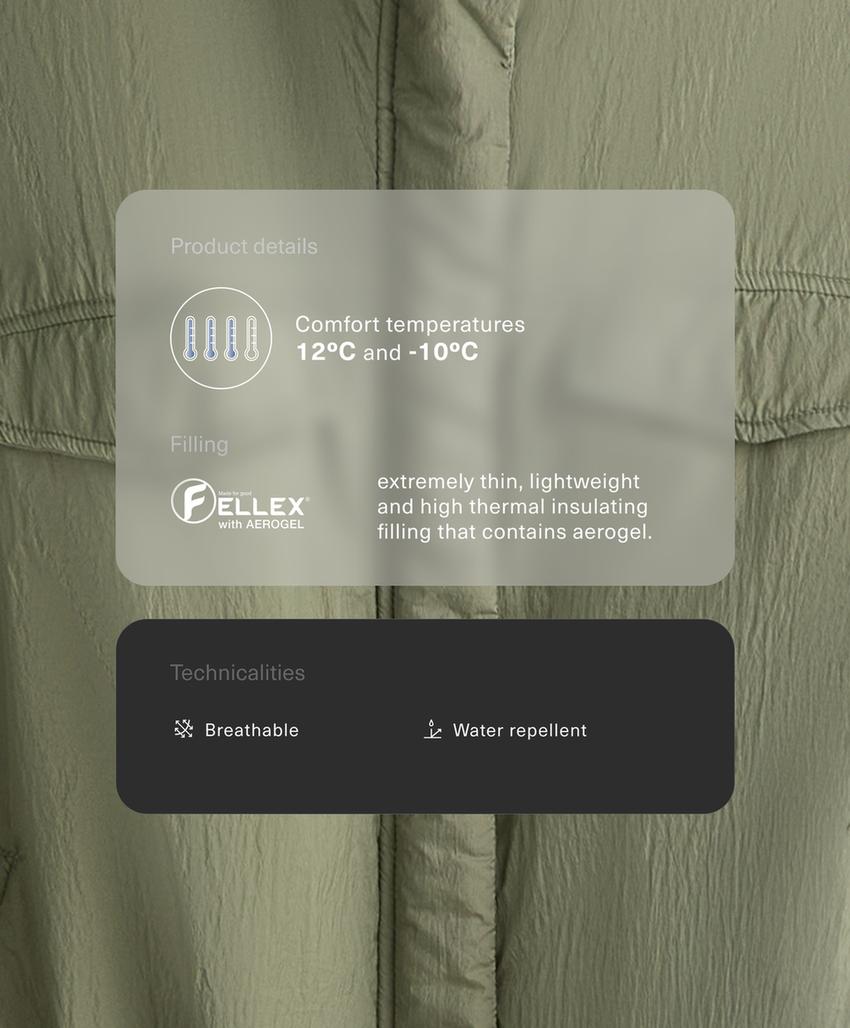 Куртка-пуховик с воздушным шаром из водоотталкивающего материала fellex® aerogel