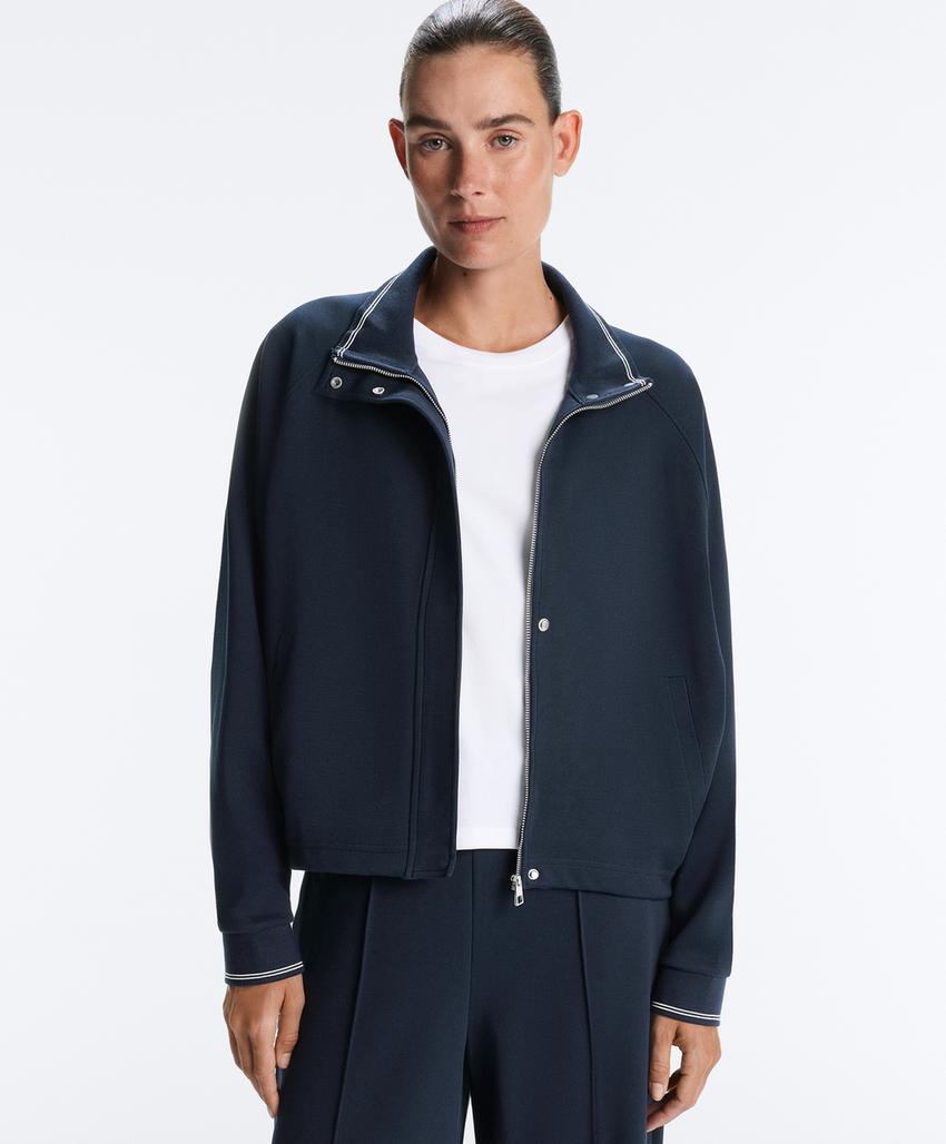 Пике-жакет с контрастной хлопковой отделкой