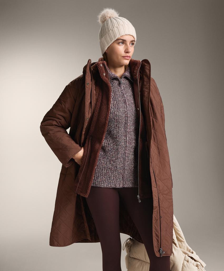 Утепленная куртка с искусственным мехом и регулируемой талией