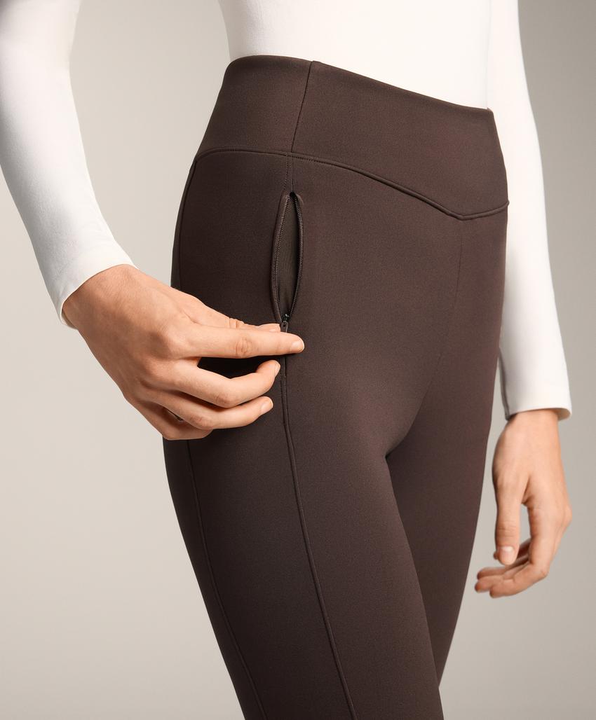 Теплые леггинсы с высокой посадкой и карманами 70 см