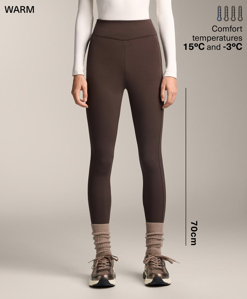 Теплые леггинсы с высокой посадкой и карманами 70 см