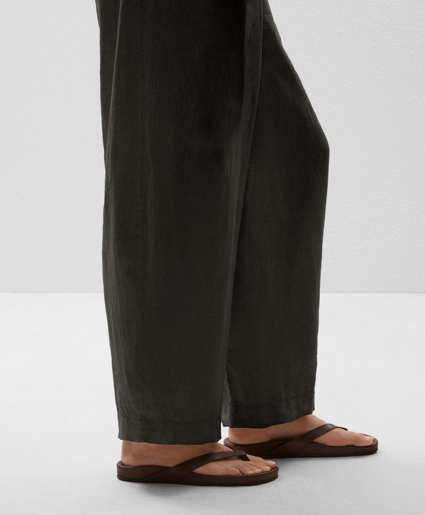 Штаны из 100% льна с перекрестным покроем и объемными брюками
