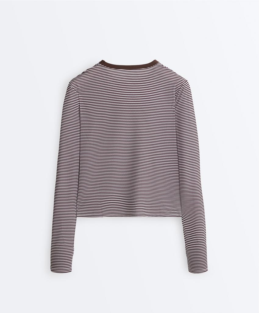 Футболка с длинным рукавом в полоску из технической ткани