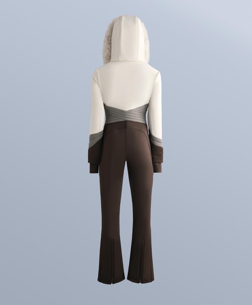 Водонепроницаемый комбинезон для горных лыж с контрастными вставками и обтягивающим кроем