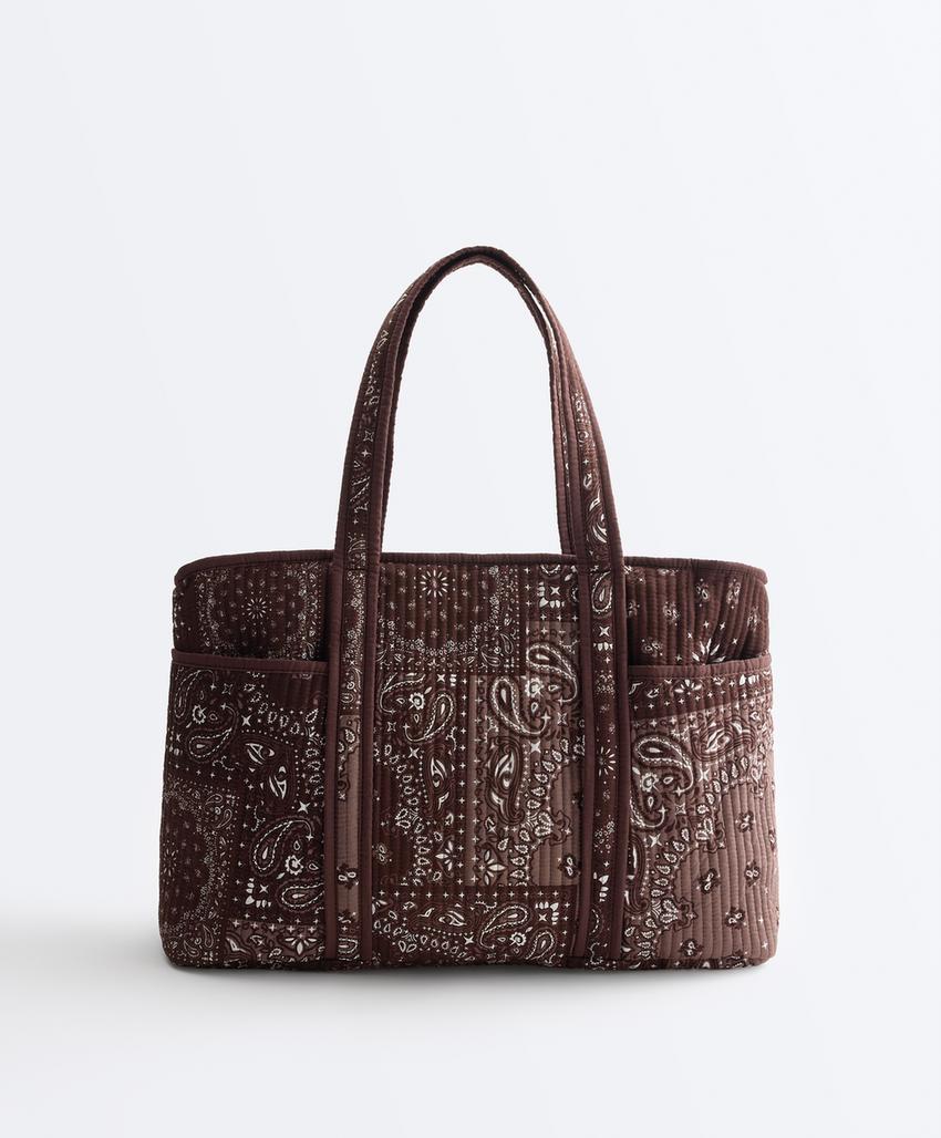 Стеганая сумка-шопер с принтом «бандана»