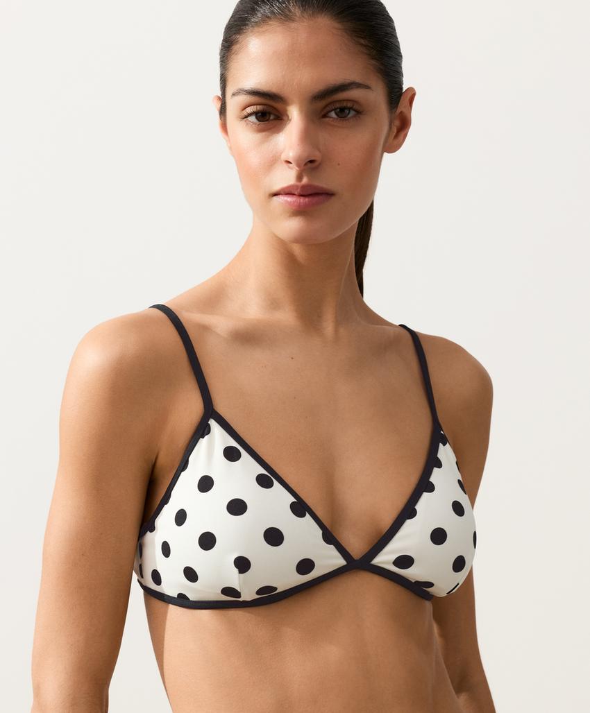 Топ бикини с треугольными чашками в горошек