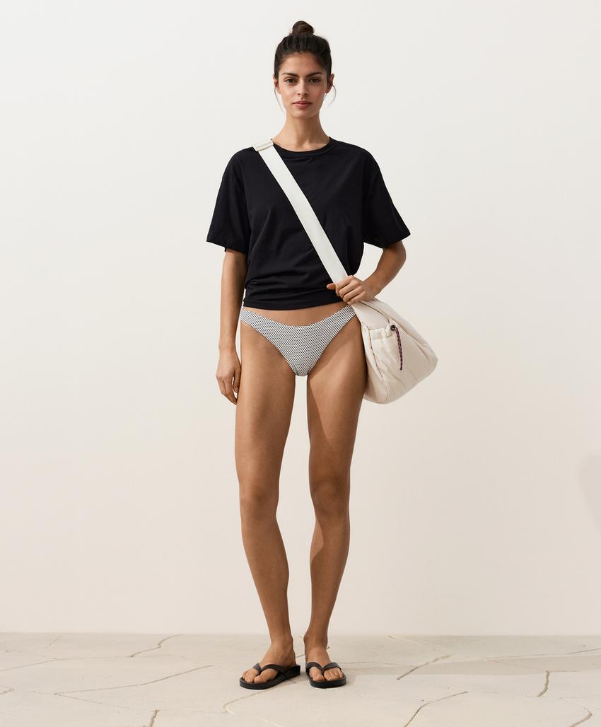 Полуоткрытые U-образные плавки бикини из жаккарда в горошек