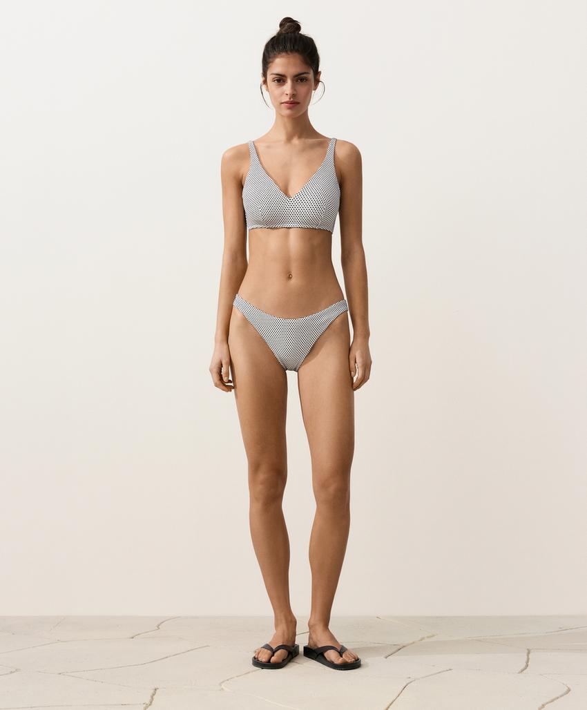 Полуоткрытые U-образные плавки бикини из жаккарда в горошек