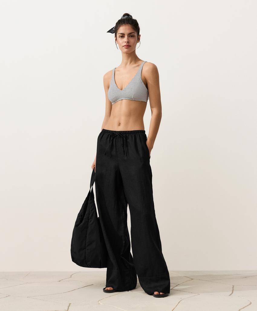 Топ бикини халтер из жаккарда в горошек