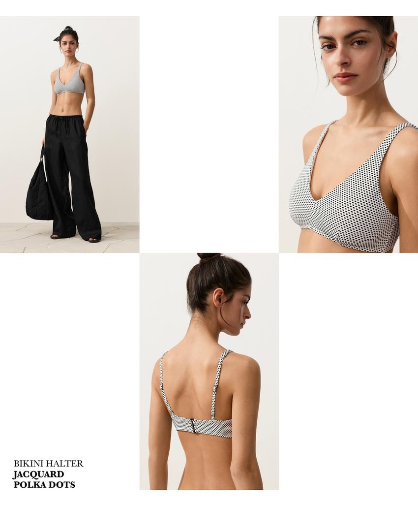 Топ бикини халтер из жаккарда в горошек