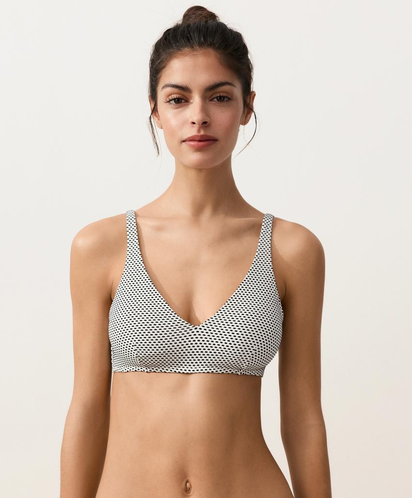 Топ бикини халтер из жаккарда в горошек