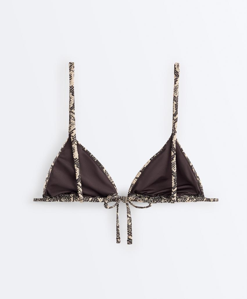 Топ бикини с треугольными чашками, змеиный принт