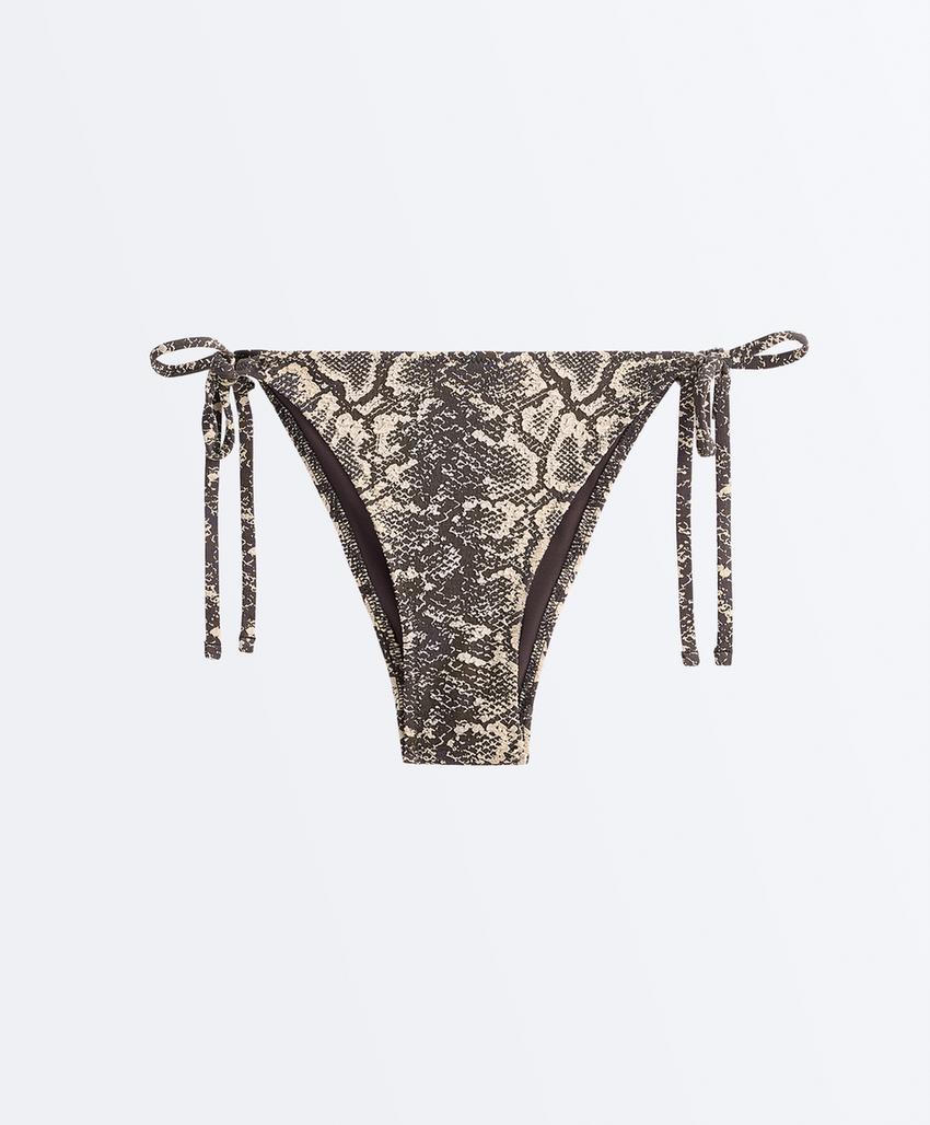 Полуоткрытые плавки бикини «змеиный принт»