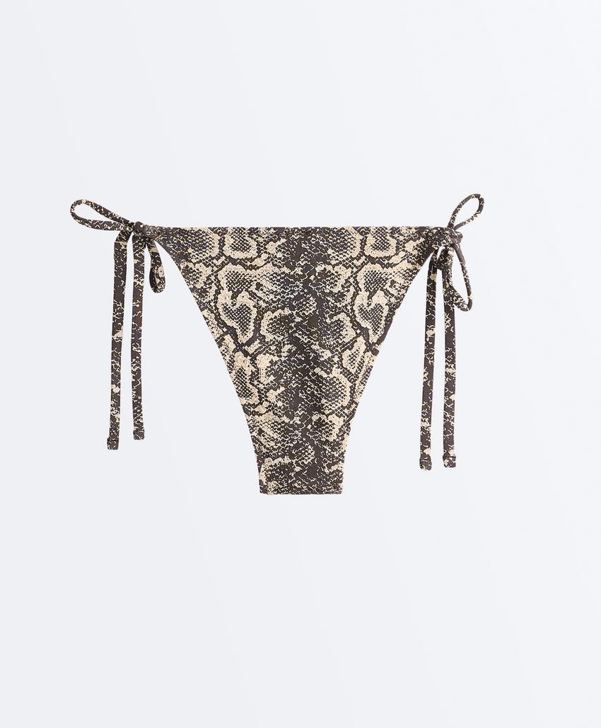 Полуоткрытые плавки бикини «змеиный принт»