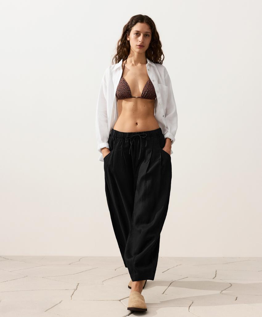 Топ бикини с треугольными чашками из жаккардовой ткани