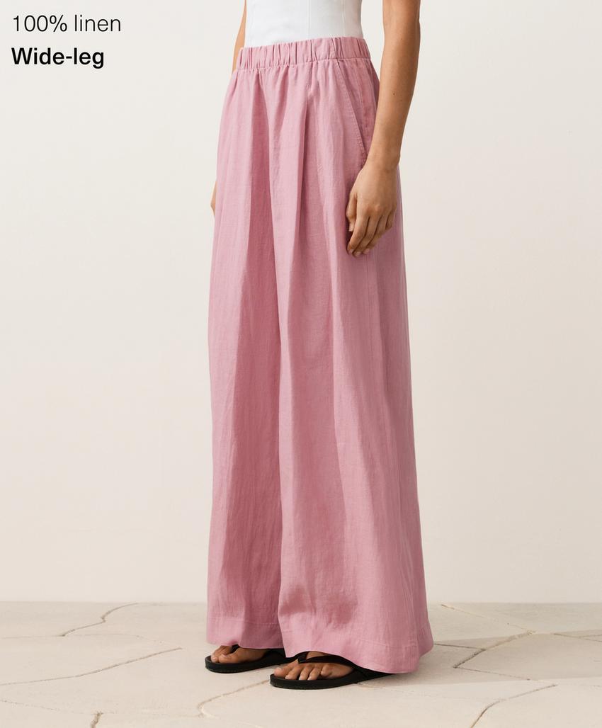 Брюки wide leg из 100%-го льна