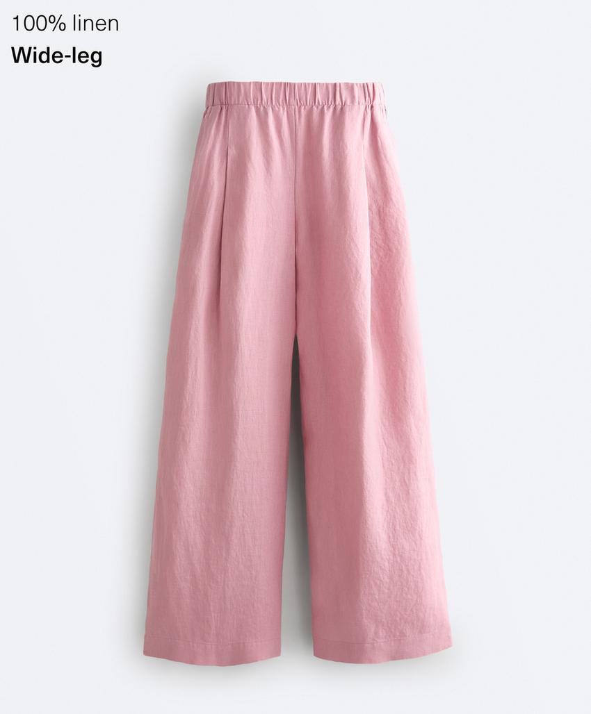 Брюки wide leg из 100%-го льна