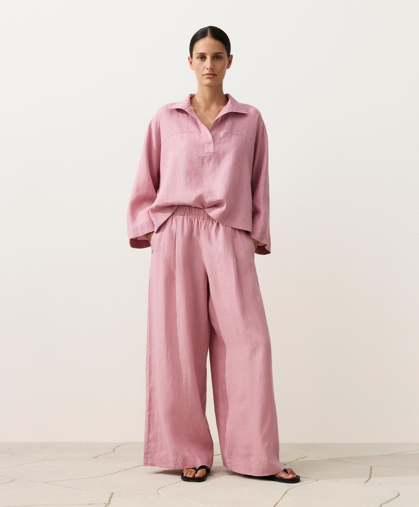 Брюки wide leg из 100%-го льна