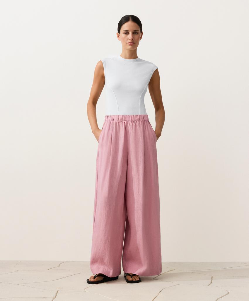 Брюки wide leg из 100%-го льна