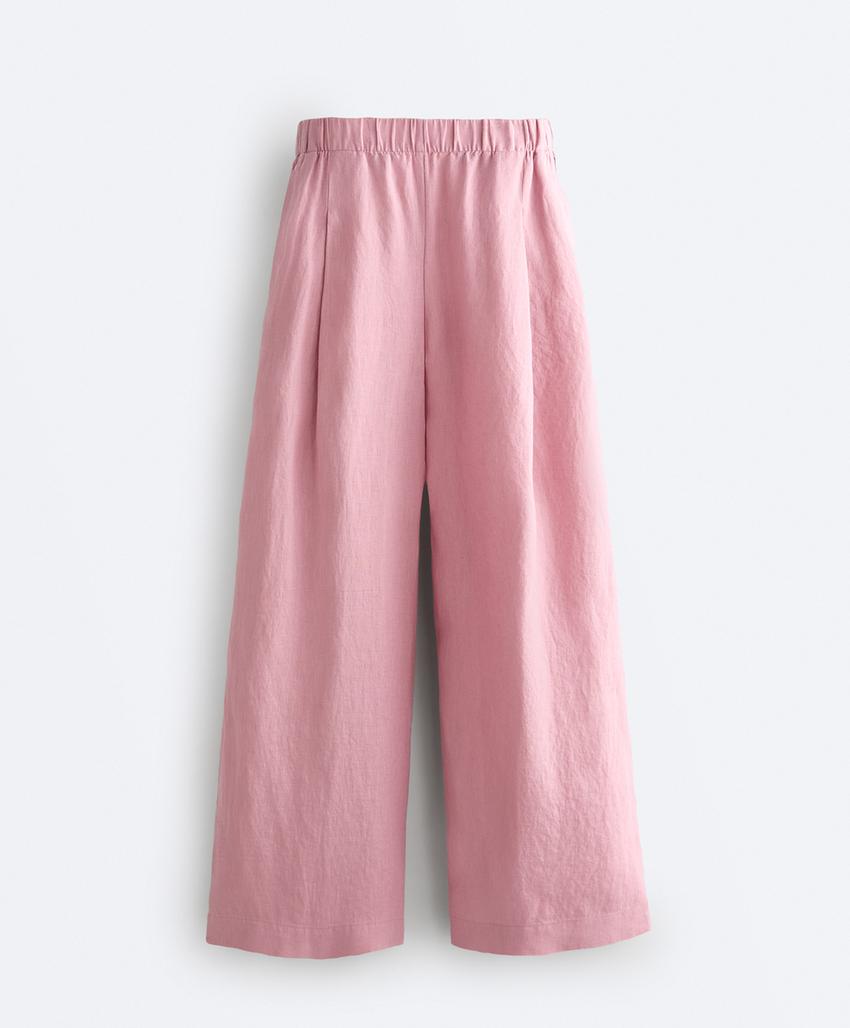 Брюки wide leg из 100%-го льна