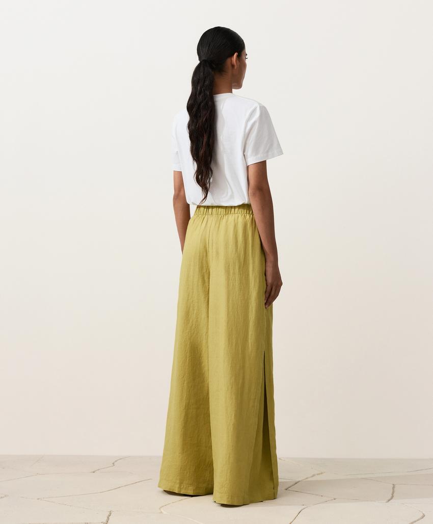 Брюки wide leg со складками из 100%-го льна