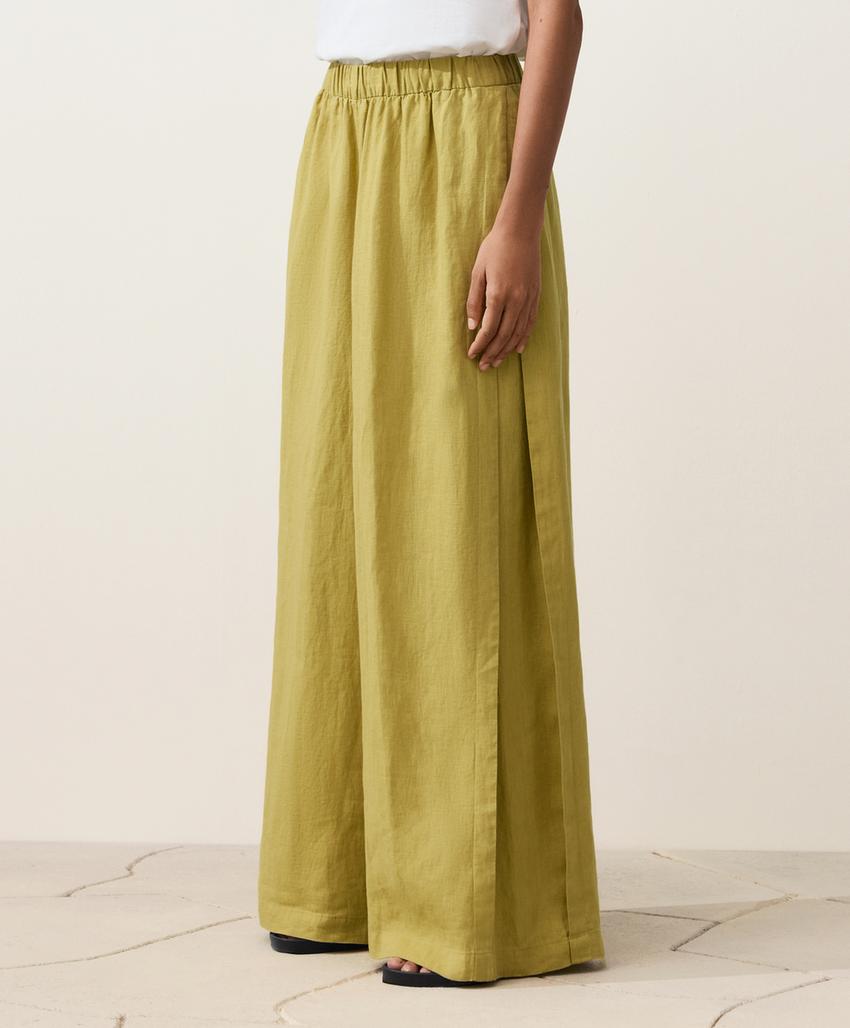 Брюки wide leg со складками из 100%-го льна