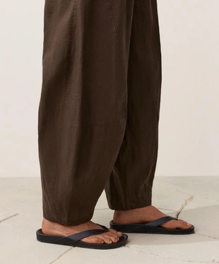 DARK BROWN | 4114/134/716 - OYSHO Брюки BALLOON из 100%-го льна